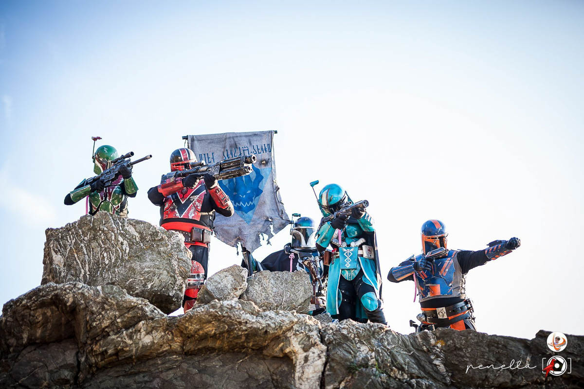 Fotografía de grupo Mandalorian Mercs Dxun Wraith guard Clan Star Wars de fotógrafa Penella Fotografía